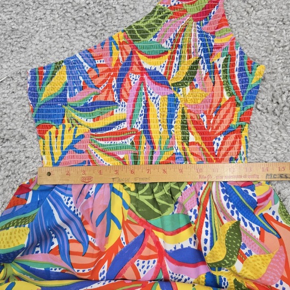 Sugarlips Shiloh One Shoulder Maxi‎ Dress Smocked Tropical Size Small Tropical - Picture 12 of 14
